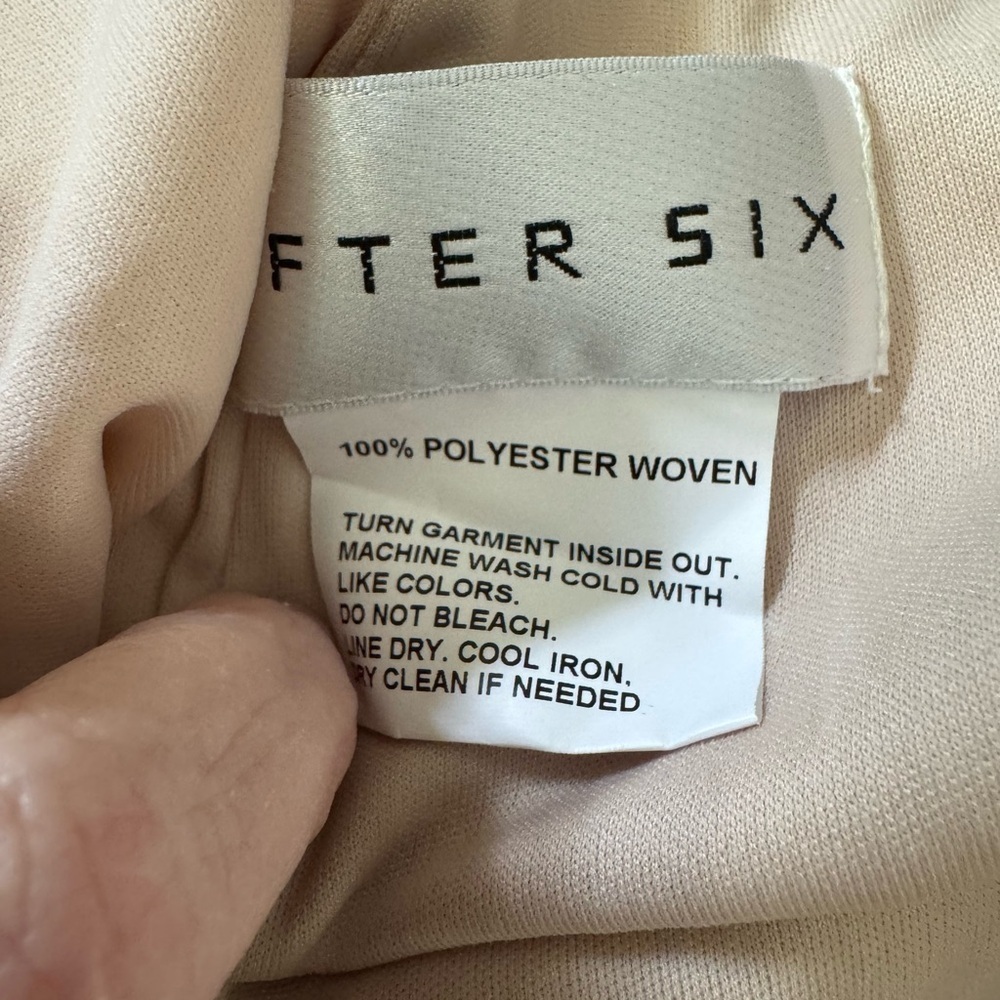 After Six Draped Cowl-Back Princess Line Dress W/Front Slit Cameo 8R - Picture 6 of 10